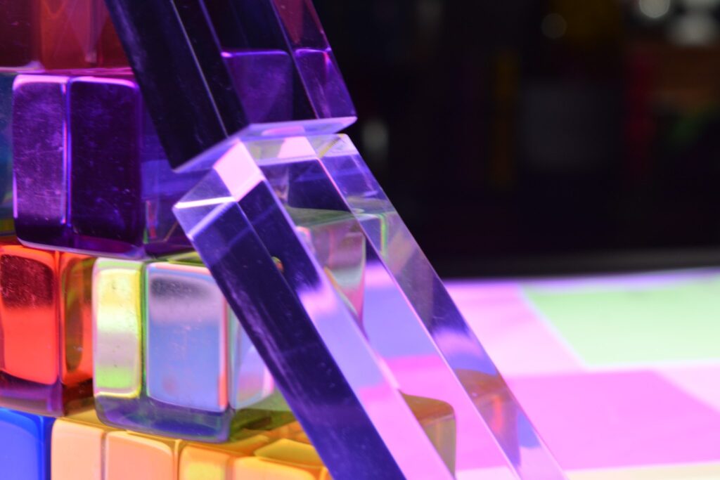 Children's tower experimenting with colors