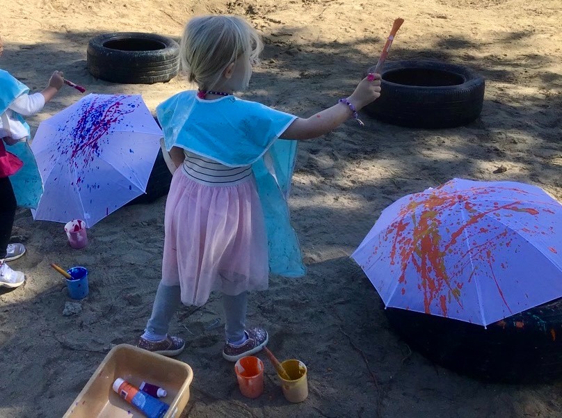 Children Painting Emotion Colors on Umbrellas
